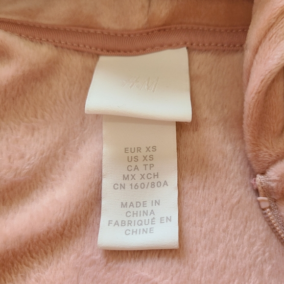 XS/S Velour Pink zip-through hoodie H&M - Picture 9 of 12